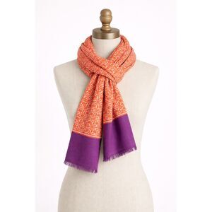 India Hicks Heritage Monogram Scarf Poppy Red Shawl Sarong